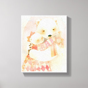 Toile Affiche de nounou Ours Polaire Maman et Petit Câli