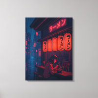 Affiche de nuit de ramen Cyberpunk – Ville japonai