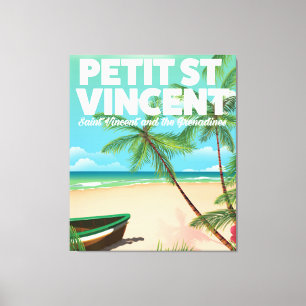 Toile Affiche de plage de style vintage Petit Saint Vinc