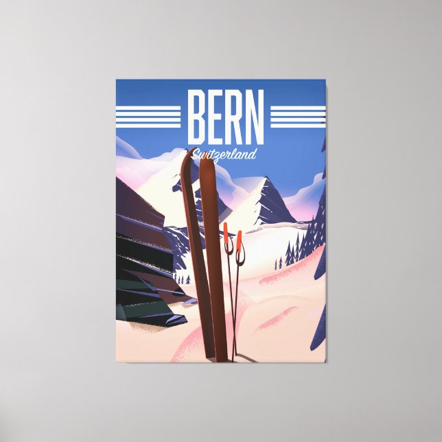 Toile Affiche de ski à Berne en Suisse (Recto)