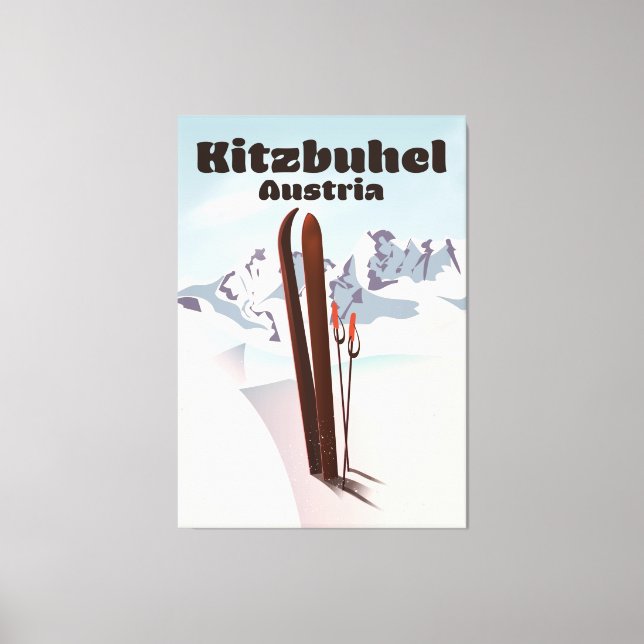 Toile affiche de ski autrichienne de Kitzbuhel (Recto)