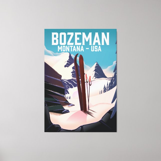 Toile Affiche de ski Bozeman Montana (Recto)