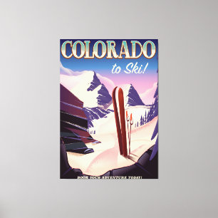 Toile Affiche de ski Colorado - USA vintage poster de sp