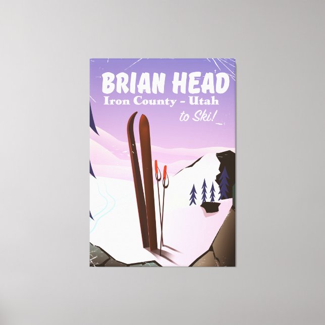 Toile Affiche de ski de Brian Head, comté d'Iron Utah, É (Recto)