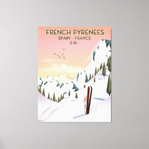 Toile Affiche de ski des Pyrénées françaises