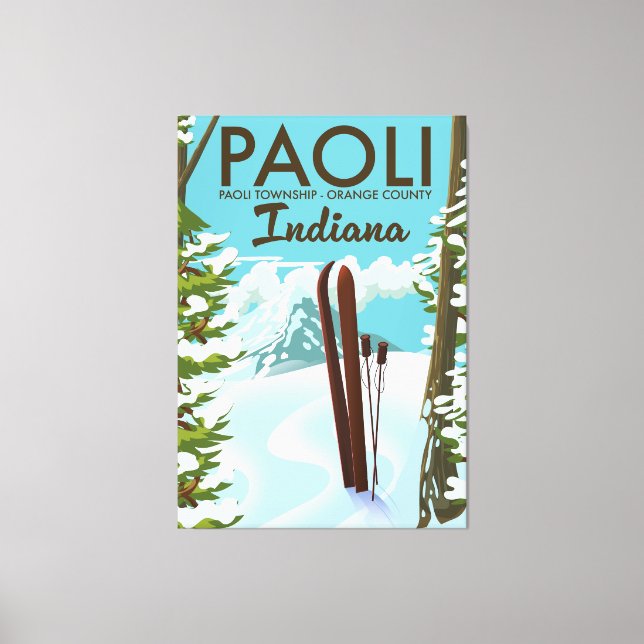 Toile Affiche de ski du comté de Paoli Orange dans l'Ind (Recto)