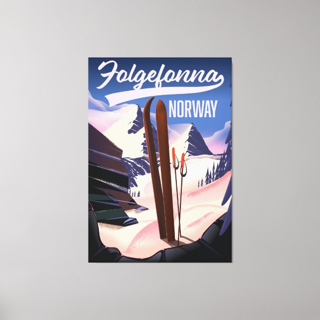 Toile Affiche de ski Folgefonna Norvège. (Recto)