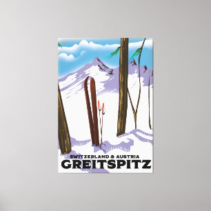 Toile Affiche de ski Greitspitz Suisse & Autriche