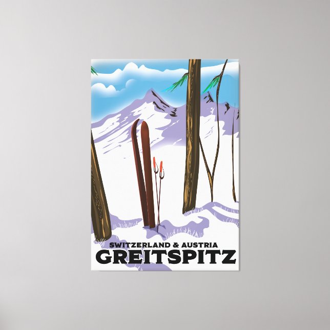 Toile Affiche de ski Greitspitz Suisse & Autriche (Recto)