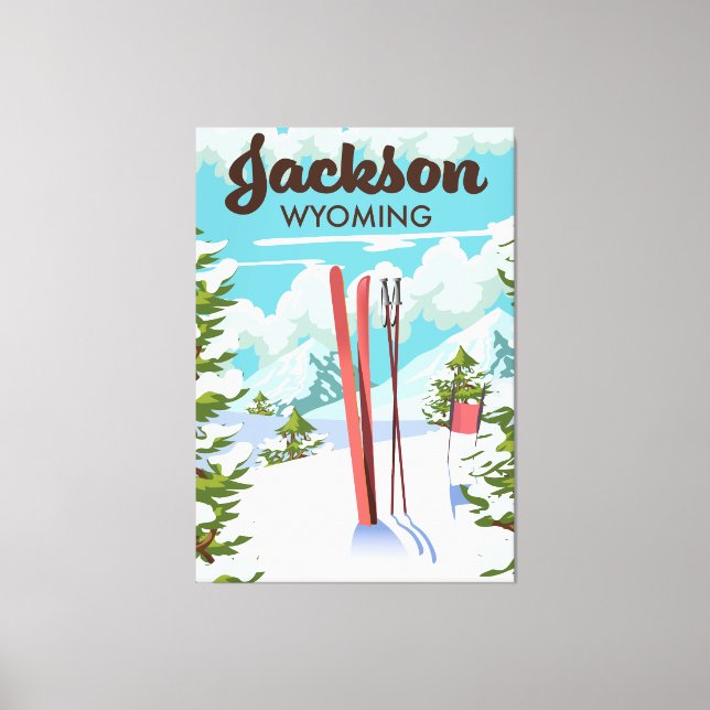 Toile Affiche de ski Jackson Wyoming (Recto)