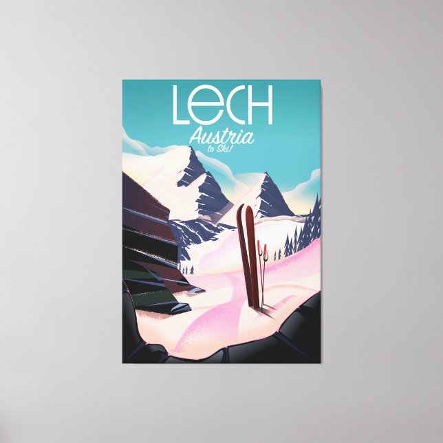 Toile Affiche de ski Lech Autriche. (Recto)