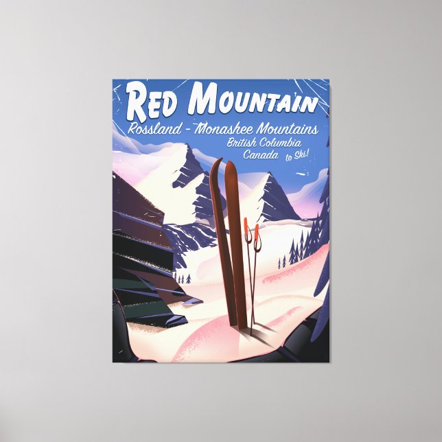 Toile Affiche de ski Red Mountain Colombie-Britannique,  (Recto)