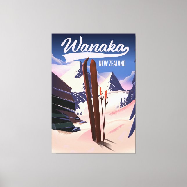 Toile Affiche de ski Wanaka Nouvelle-Zélande (Recto)