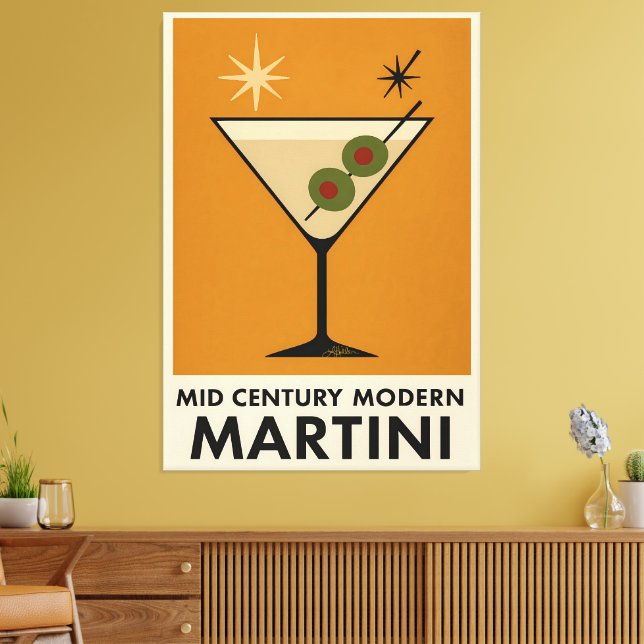 Toile Affiche de style milieu du siècle moderne Martini (Insitu(Salon))