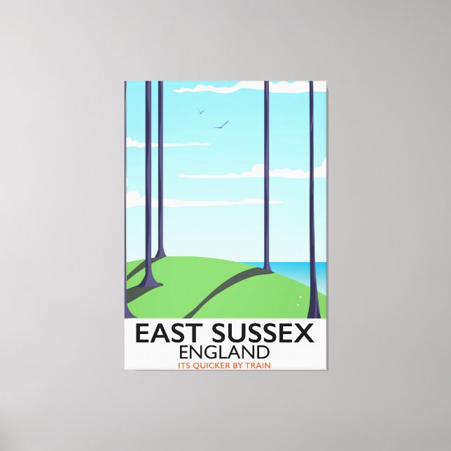 Toile Affiche de train de l'East Sussex, Angleterre (Recto)