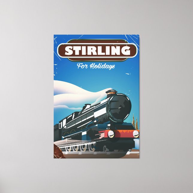 Toile Affiche de train vintage Stirling Écosse. (Recto)