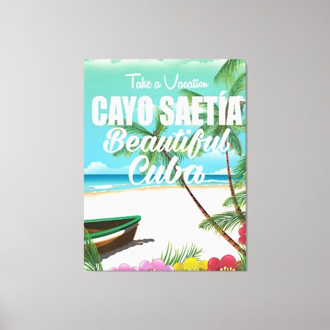 Toile Affiche de vacances à la plage de Cayo Saetía Cuba (Recto)