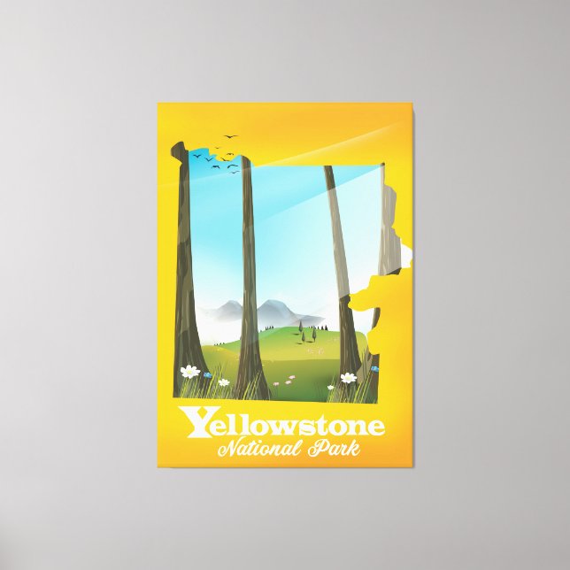 Toile Affiche de vacances du parc national Yellowstone. (Recto)