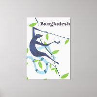Affiche de vacances vintage du Bangladesh Monkey