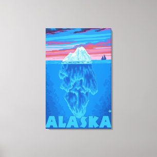 Toile Affiche de Vintage voyage d'AlaskaIceberg
