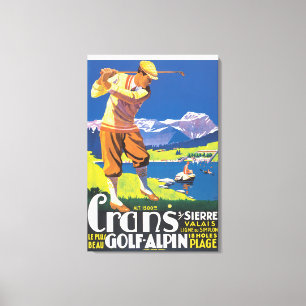 Toile Affiche de Vintage voyage d'Alpin de golf