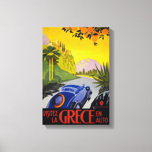 Toile Affiche de Vintage voyage de la Grèce reconstitu