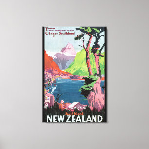 Toile Affiche de Vintage voyage de la Nouvelle Zélande