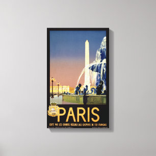 Toile Affiche de Vintage voyage de Paris reconstituée