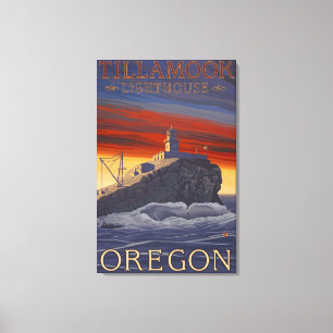 Toile Affiche de Vintage voyage de phare de Tillamook