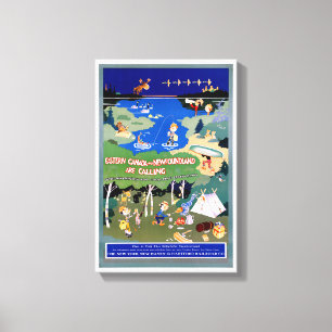 Toile Affiche de Vintage voyage du Canada Terre-Neuve