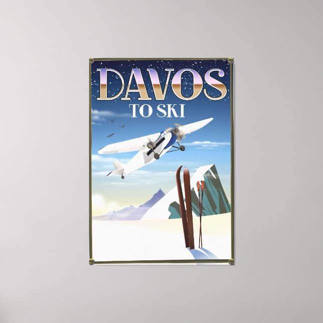 Toile Affiche de voyage à Davos en Suisse (Recto)