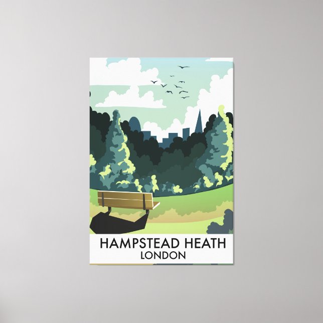 Toile Affiche de voyage à Hampstead Heath Londres. (Recto)