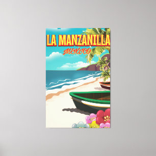 Toile Affiche de voyage à La Manzanilla au Mexique