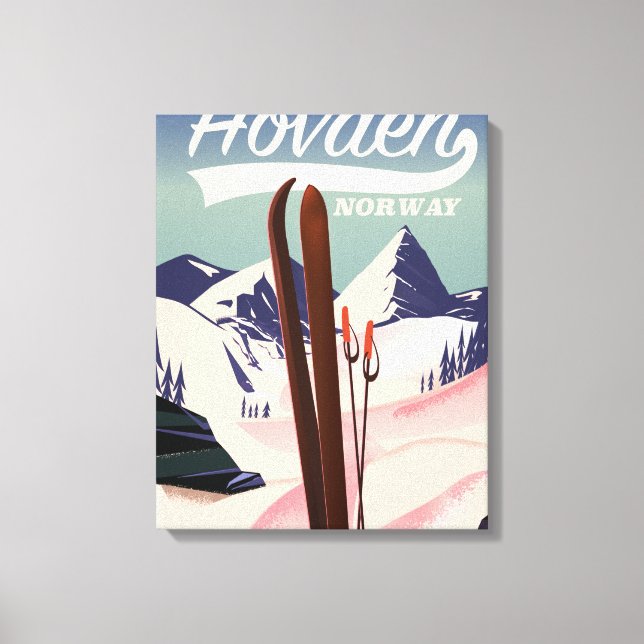 Toile Affiche de voyage à ski Hovden Norvège. (Recto)
