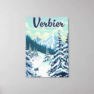 Toile Affiche de voyage à Verbier Suisse