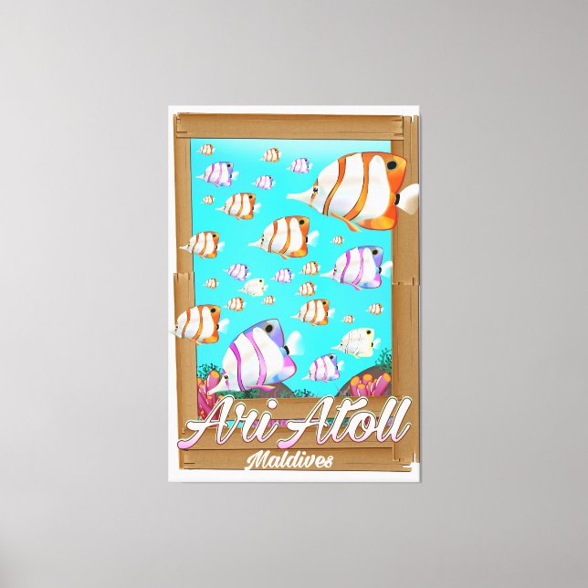 Toile Affiche de voyage Atoll Ari Maldives (Recto)