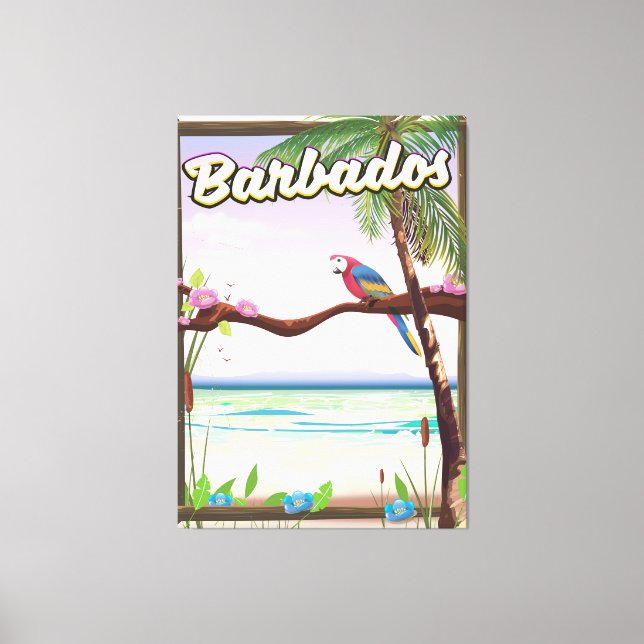 Toile Affiche de voyage Barbados Parrot Landcape (Recto)