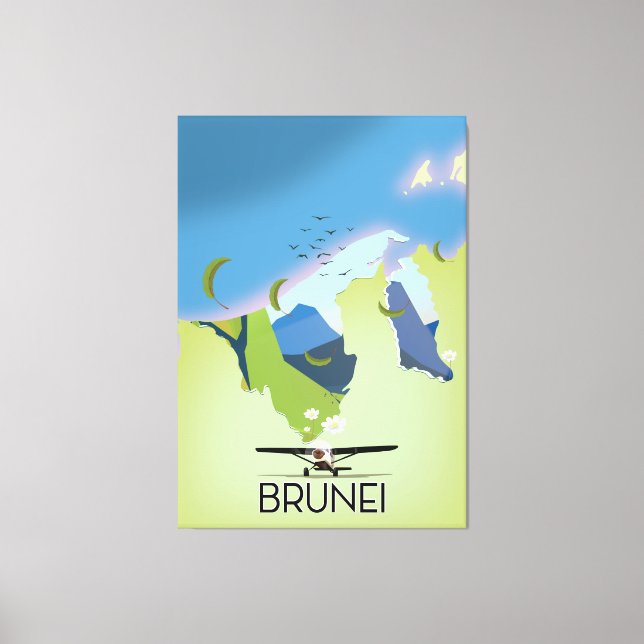 Toile Affiche de voyage carte de Brunei (Recto)