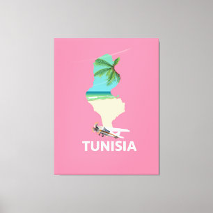 Toile Affiche de voyage carte de Tunisie