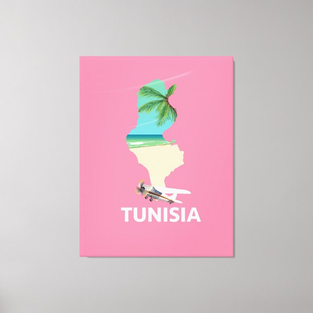 Toile Affiche de voyage carte de Tunisie (Recto)