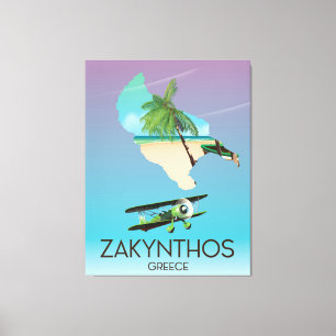 Toile Affiche de voyage carte de Zakynthos Grèce