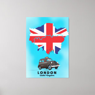Toile Affiche de voyage carte illustrée de Londres