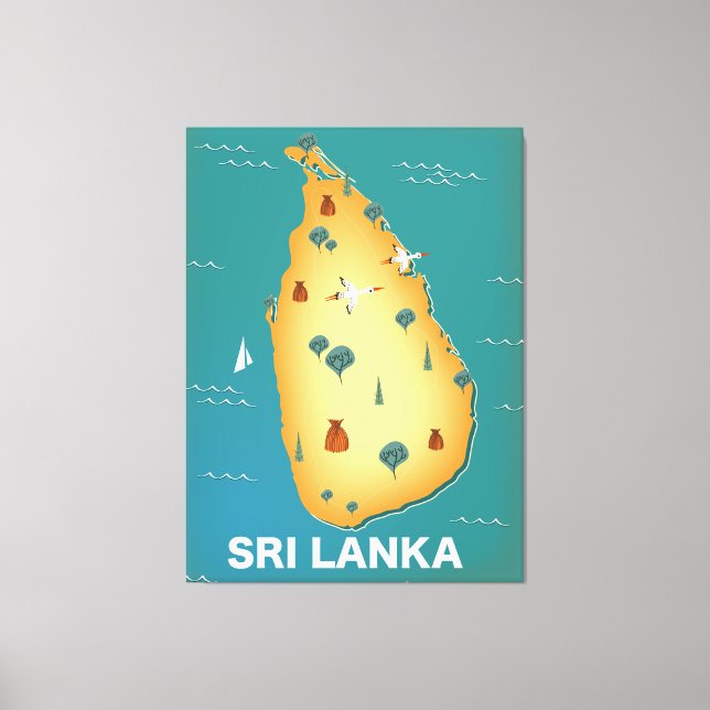 Toile Affiche de voyage carte Sri Lanka (Recto)