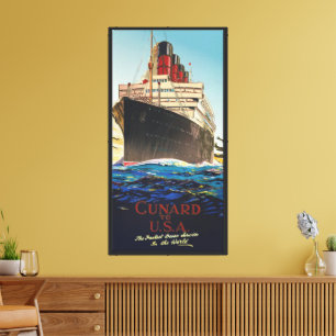 TOILE AFFICHE DE VOYAGE CUNARD AQUITANIA VINTAGE