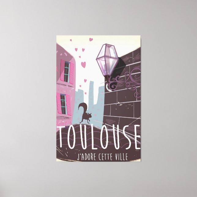 Toile Affiche de voyage de bande dessinée de Toulouse Fr (Recto)