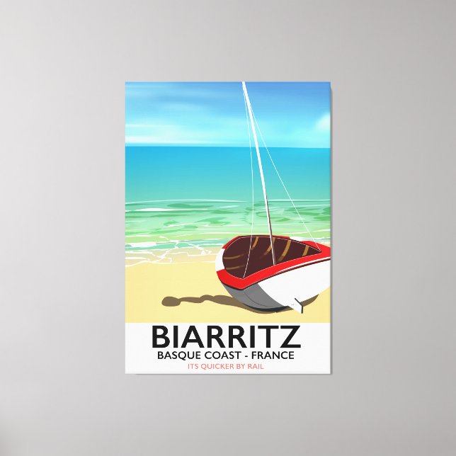Toile Affiche de voyage de Biarritz France Beach (Recto)