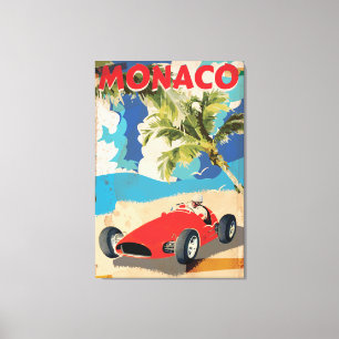 TOILE AFFICHE DE VOYAGE DE COURSE MONACO VINTAGE