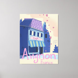 Toile Affiche de voyage de dessin animé Avignon France