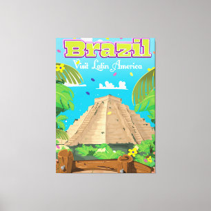 Toile Affiche de voyage de dessin animé Brésil.
