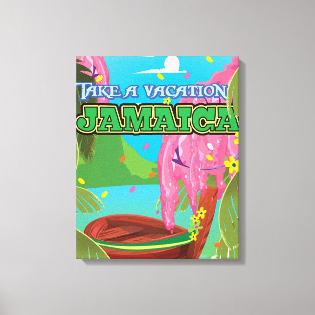 Toile Affiche de voyage de dessin animé de Jamaïque (Recto)